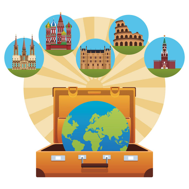 world monuments icon - Vector, Image