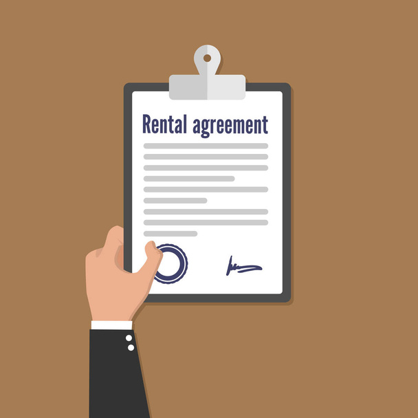 Rental agreement form contract. Signing document. Vector flat - Vector, Image