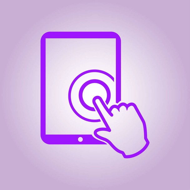 Touch screen icona del segno del PC tablet. Simbolo puntatore a mano
.  - Vettoriali, immagini