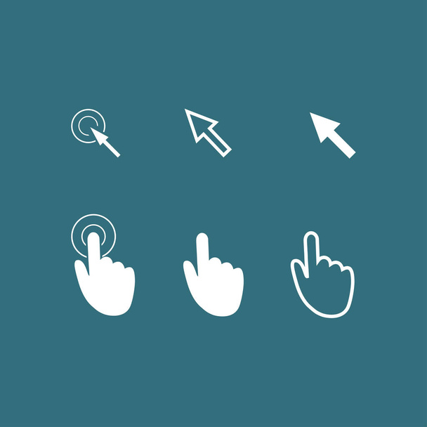 Cursor pointer icons. Mouse, hand, arrow. Click press and touch actions. Flat style. EPS 10 vector illustration  - Vector, Image