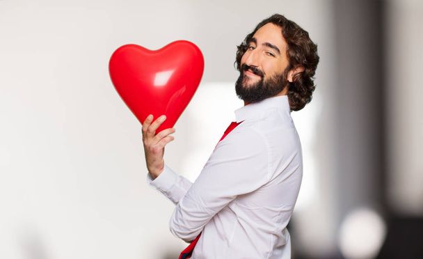 young crazy man with Valentines day concept - Foto, afbeelding