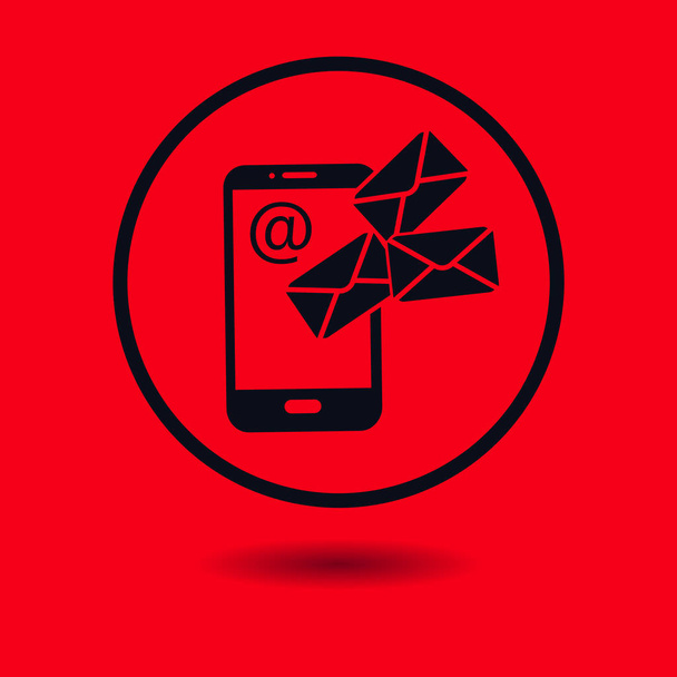 Smartphone-E-Mail oder SMS-Symbol. Mobiles Postschild simbol. - Vektor, Bild
