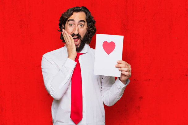 young crazy man with Valentines day concept - Foto, imagen