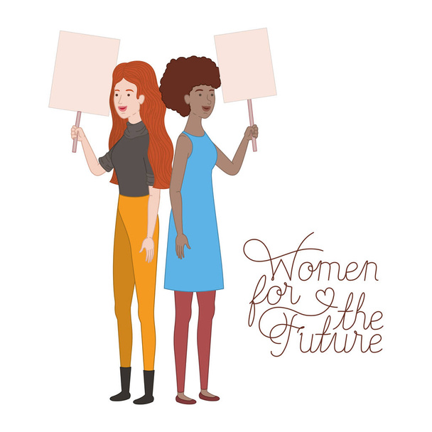 Женщины с ярлыками женщин для будущего характера
 - Вектор,изображение