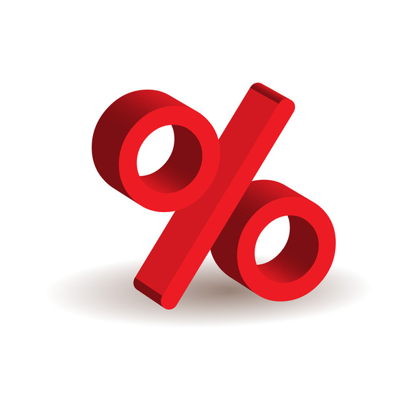Red 3d percent sign - Vector, Image