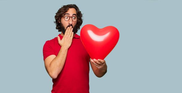 young crazy man with Valentines day concept - Foto, Bild