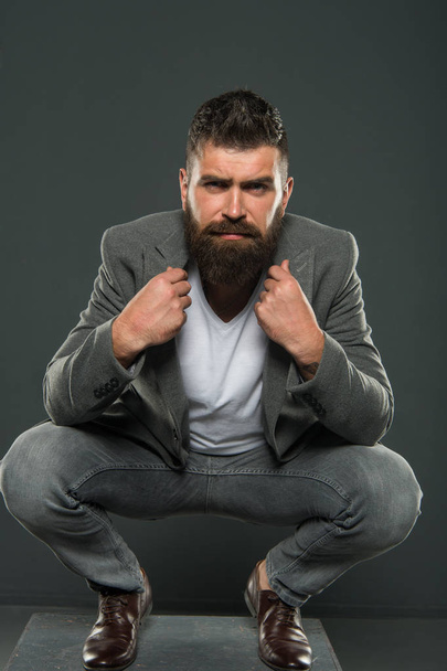 Business fashion and dress code. Bearded man. Male formal fashion. confident businessman in suit. Brutal man with hipster beard. Businessman. Mature. Confident in his style - Valokuva, kuva