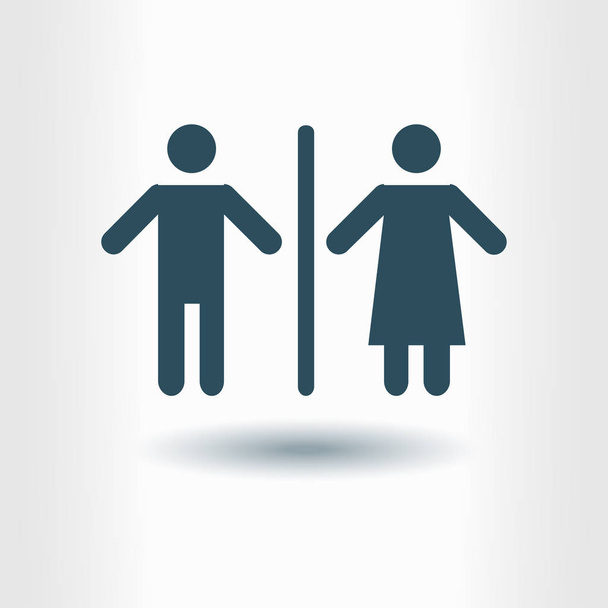 WC sign icon. Toilet symbol. Male and Female toilet. Flat design. Red and white colors. - Vector, Image