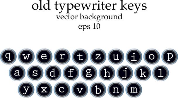 Conjunto de teclas de máquina de escrever antigas isoladas no fundo branco
 - Vetor, Imagem