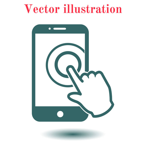 Touch screen smartphone sign icon. Hand pointer symbol. Flat design style. Vector EPS 10. - Vector, Image