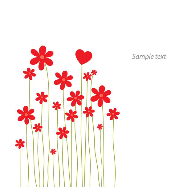 Flower karta se srdcem - Vektor, obrázek