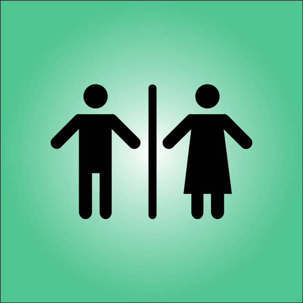 WC sign icon. Toilet symbol. Male and Female toilet. Flat design. Red and white colors. - Vector, Image