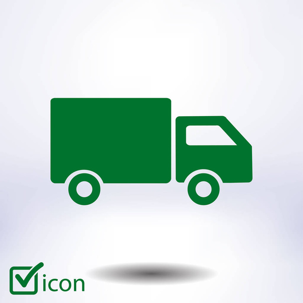 Levering vrachtwagen teken pictogram. Lading van symbool. Verzendingen en gratis levering. Vlakke stijl. Vector Eps 10. - Vector, afbeelding