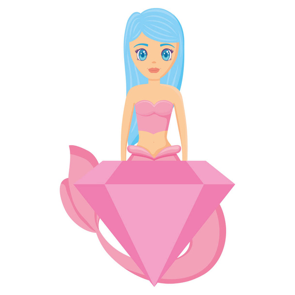 Cute mermaid icon  - Vector, Image