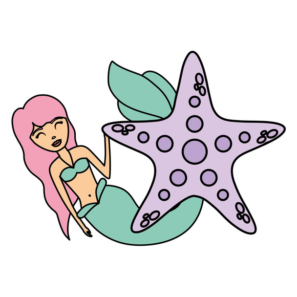 roztomilá ikona mořské panny  - Vektor, obrázek