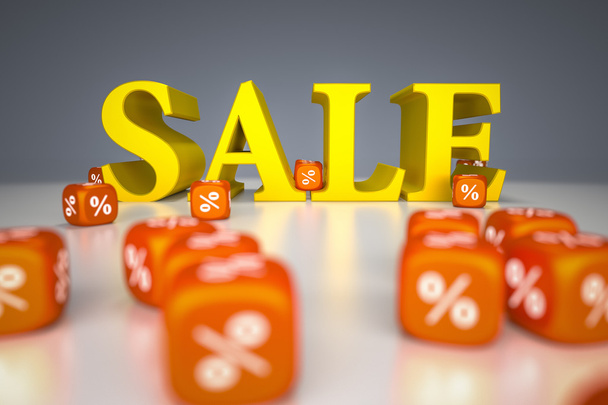 Sale sign with percentage dice - Foto, afbeelding