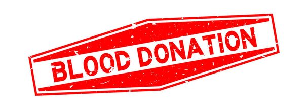 Grunge červené krevní dárcovství slovo šestiúhelník gumové razítko na bílém pozadí - Vektor, obrázek