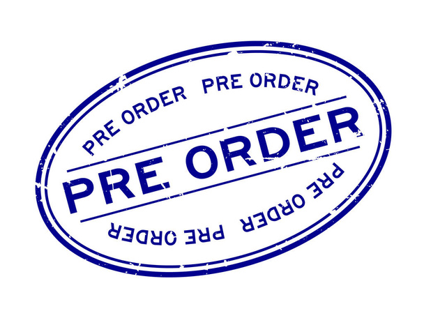 Grunge blue pre order word oval rubber seal stamp auf weißem Hintergrund - Vektor, Bild