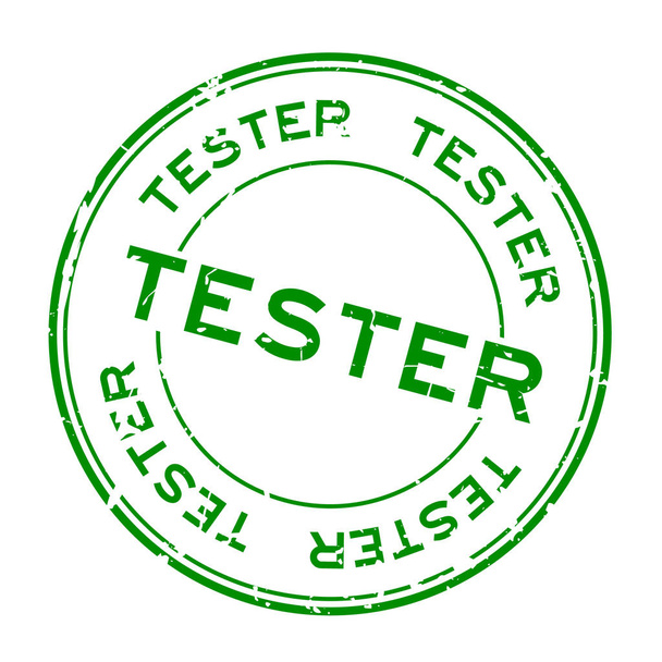 Grugne groene tester woord ronde stempel-zegel op witte achtergrond - Vector, afbeelding