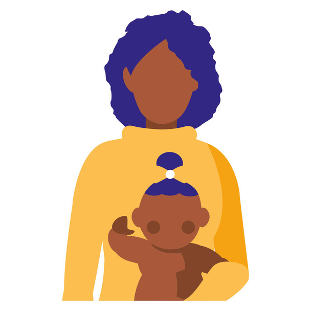 černá matka s baby dcera znaky - Vektor, obrázek