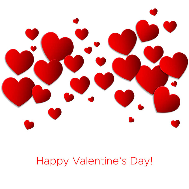 Hyvää ystävänpäivää vektori kuvitus kaunis punainen sydän! Abstrakti paperitaide 3D Sydämet valkoisella taustalla
.  - Vektori, kuva