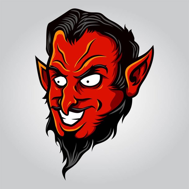 Duivel Demon Head illustratie Vector in Cartoon stijl - Vector, afbeelding