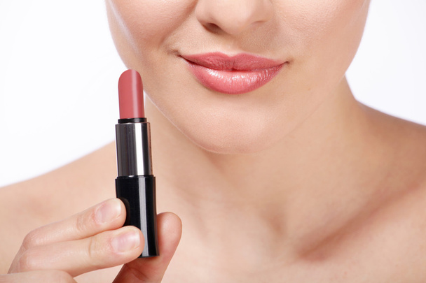lipstick on lips - Фото, зображення