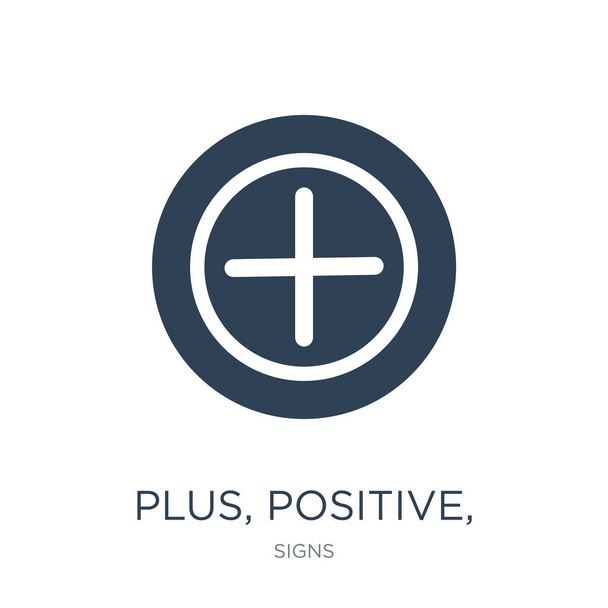 plus, positive, add, icon vector on white background, plus, positive, add, trendy filled icons from Signs collection, plus, positive, add, vector illustration - Vector, Image