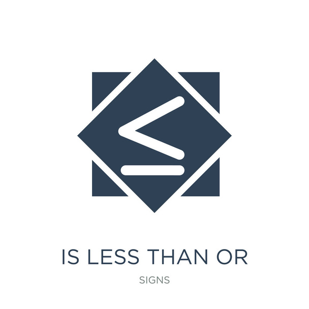 is less than or equal to icon vector on white background, is less than or equal to trendy filled icons from Signs collection, is less than or equal to vector illustration - Vector, Image