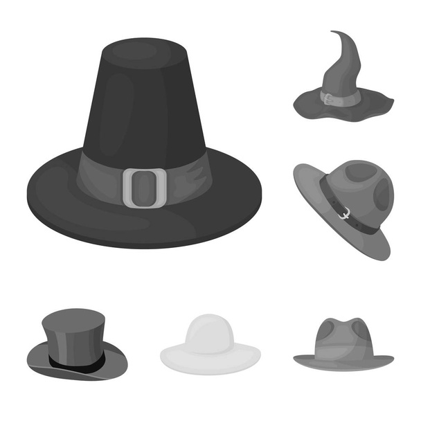 Isolated object of hat and cap icon. Collection of hat and model stock vector illustration. - Vector, Image