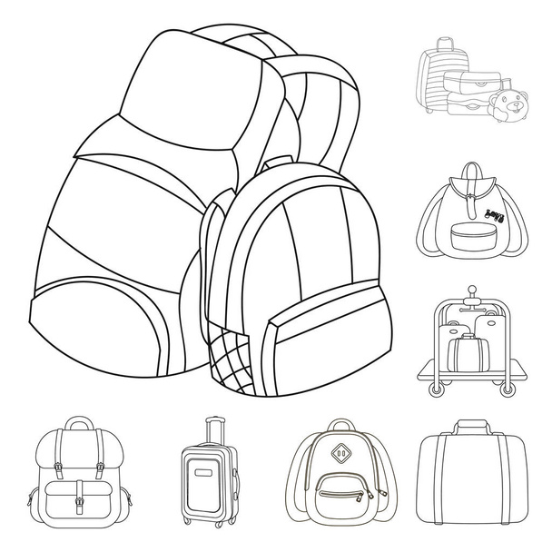 Vector illustration of  and backpack logo. Collection of  and pack vector icon for stock. - Вектор, зображення