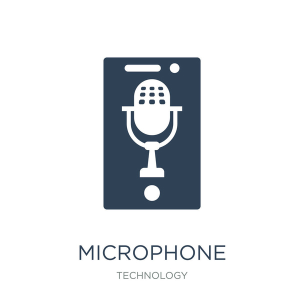 microphone interface icon vector on white background, microphone interface trendy filled icons from Technology collection, microphone interface vector illustration - Вектор,изображение
