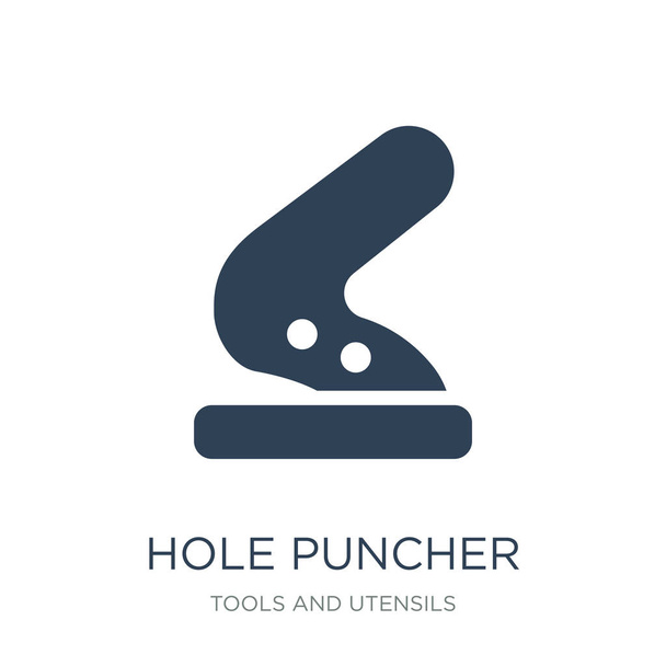 hole puncher icon vector on white background, hole puncher trendy filled icons from Tools and utensils collection, hole puncher vector illustration - Vector, Image