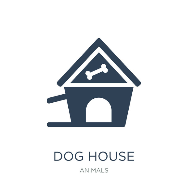 Dog House Icon Vektor auf weißem Hintergrund, Dog House trendy gefüllte Icons aus der Tiersammlung - Vektor, Bild