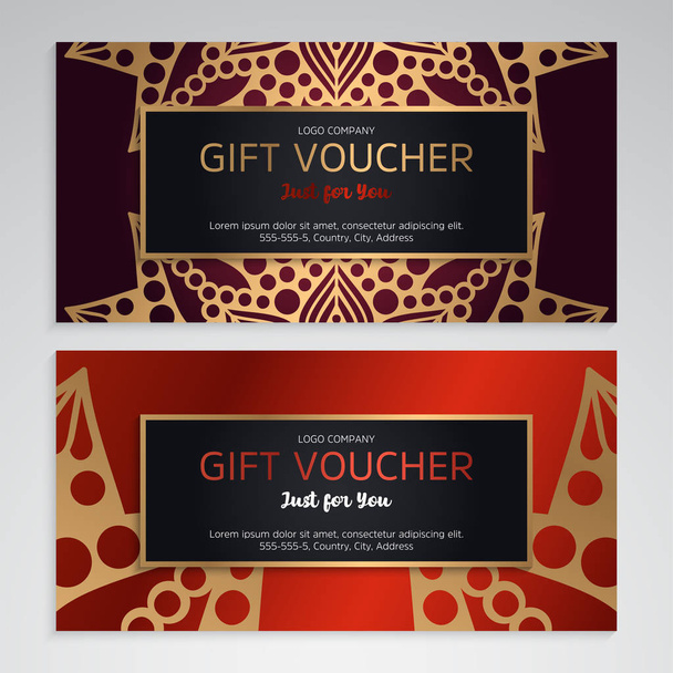 Vektor-Set von luxuriösen roten Geschenkgutscheinen - Vektor, Bild