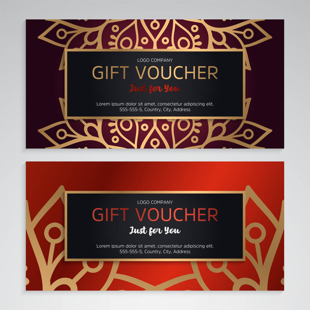 Vector set of luxury red gift vouchers - Vector, Image