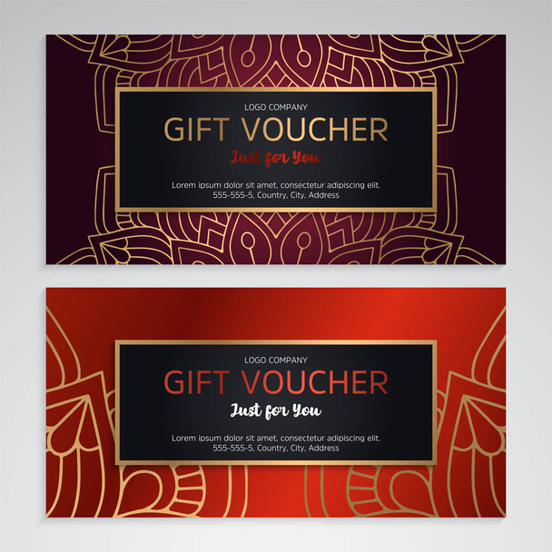Vector set of luxury red gift vouchers - Vector, Image