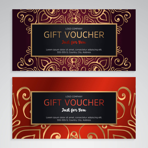 Vektor-Set von luxuriösen roten Geschenkgutscheinen - Vektor, Bild