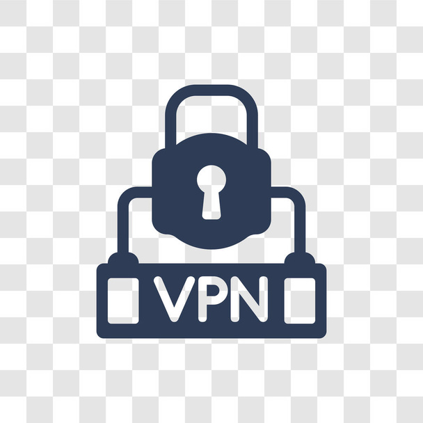Ikona wirtualnej sieci prywatnej. Koncepcja logo modny wirtualnej sieci prywatnej na przezroczystym tle od Internet Security i sieci - Wektor, obraz