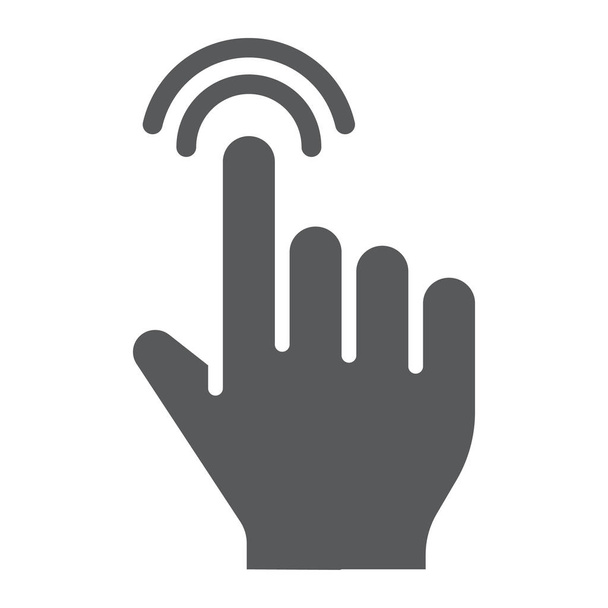 Double tap glyph icon, finger and gesture, click sign, vector graphics, a solid pattern on a white background. - Διάνυσμα, εικόνα