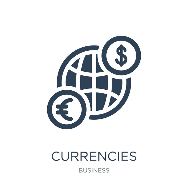 currencies icon vector on white background, currencies trendy filled icons from Business collection - Vector, Image