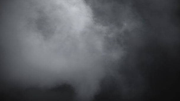 大気中の煙。ヘイズの背景。抽象的な煙雲。黒い背景にスローモーションでの喫煙します。白い煙が黒の背景に空間をゆっくりと浮かんでいます。ミスト効果。フォグ効果. - 映像、動画