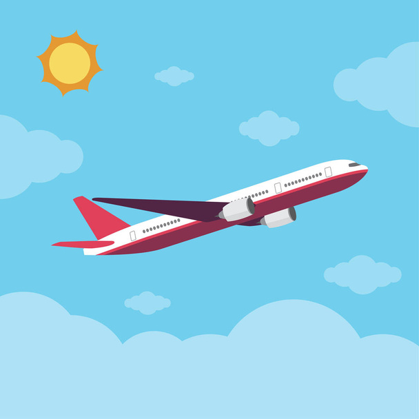 Airplane flying on the sky - Vector, Image