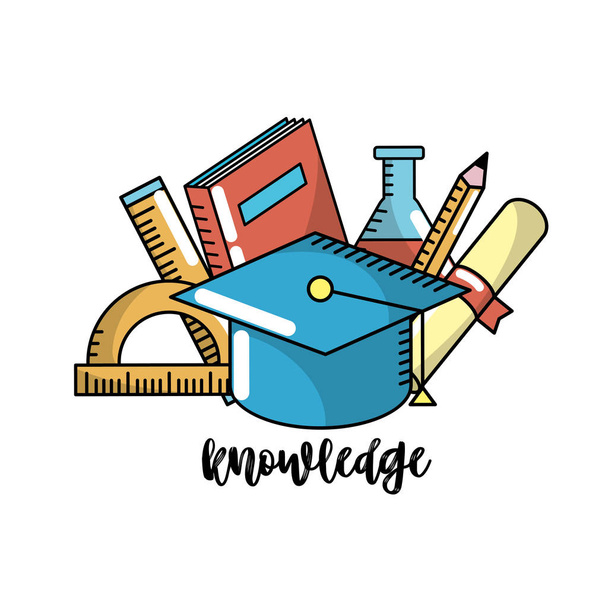 utensílios de conhecimento escolar para a educação aprender ilustração vetorial
 - Vetor, Imagem