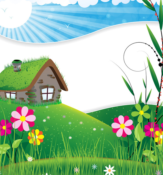 House in a meadow - Vector, Image
