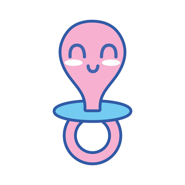 kawaii cute happy pacifier tool vector illustration - Vector, Image