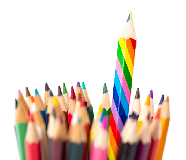 barevné tužky na bílém pozadí - Fotografie, Obrázek