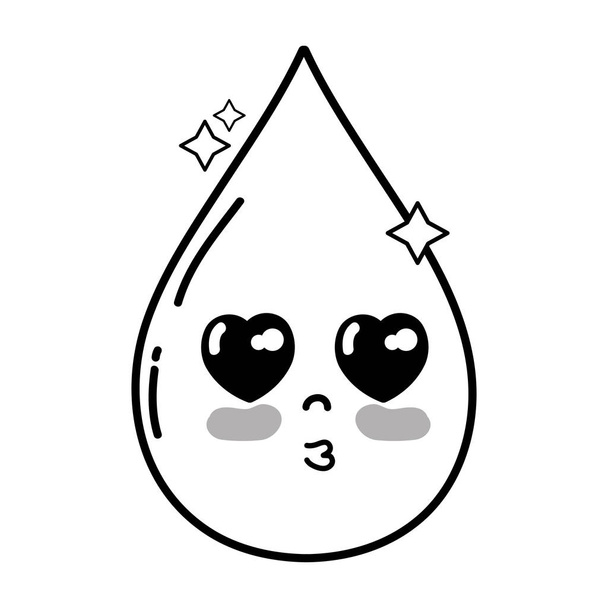 kawaii cute in love water drop vector illustration - Vector, Image