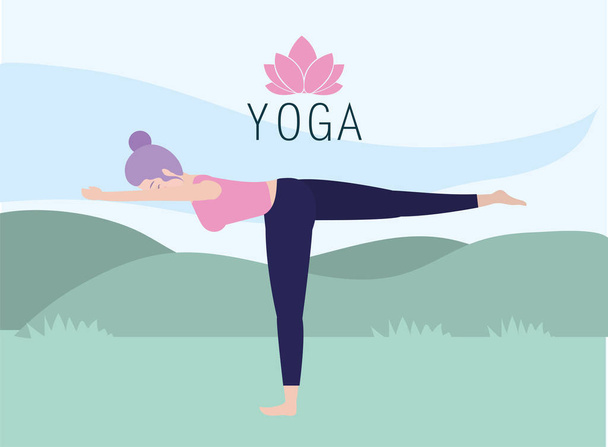fitnass mujer práctica yoga postura vector ilustración
 - Vector, Imagen
