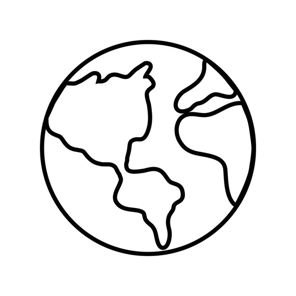 lijn aarde planeet natuurlijke ecologie zorg vectorillustratie - Vector, afbeelding